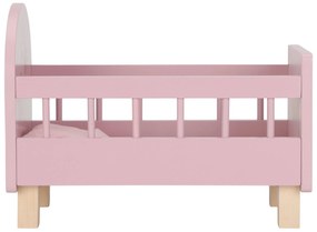 Postieľka pre bábiky drevená s perinkou Pink