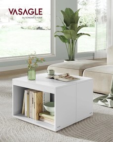 Konferenčné stolíky, príručné stolíky súprava 3 ks, prispôsobiteľné, biele