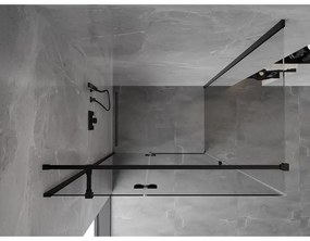 Mexen Mist H T, sprchový kút s výklopnými dverami ľavý 80 x 75 cm, číre sklo, čierna, 8A5T-080-075-70-00-L