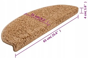 vidaXL Podložky na schody, 15 ks, béžové, 65x21x4 cm