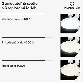 Klarstein AirFold, Inteligentný stropný ventilátor, Zaťahovacie lopatky, Stmievateľné LED svetlo, Smart