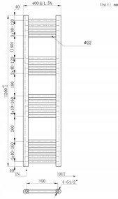Erga Basic, vykurovacie teleso 1200x400 mm, 409 W, čierna, ERG-LAV-BASIC-12040-BK