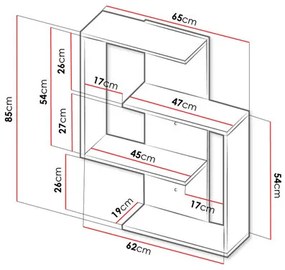 Závesná polica Gyanna (biela + sonoma). Vlastná spoľahlivá doprava až k Vám domov. 1053955