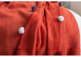 Fleecový pléd v tehlovej farbe 150x200 cm Pom Pom – Mijolnir