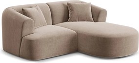 Svetlohnedá zamatová rohová pohovka (pravý roh/s leňoškou) Campi – Cosmopolitan Design