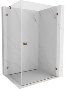 Mexen Lunar-B, pravostranný výklopný sprchový kút 95 x 80 cm, 8mm číre sklo, profil ružové zlato, 832-095-080-60-00-P