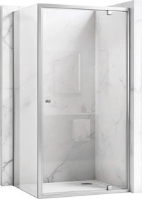 Štvorcový sprchový kút REA Primo Swing 80/dvere x 80/zástena cm, chróm/transparent - bez vaničky