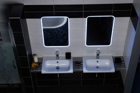 Sapho Sapho, FLOAT LED podsvietené zaoblené zrkadlo v ráme 500x700mm, biela, 22571