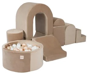 Ihrisko Zámok (+ bazén a 150 loptičiek) zlaté (béžové), zamat