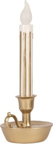 Bielo-zlatý dekoračný svietnik so sviečkou s Led plameňom - 13*12*32 cm