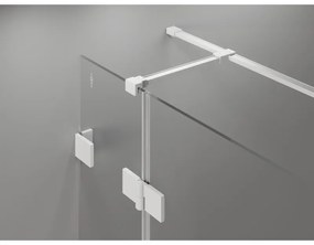 Mexen Lunar T, sklopný pravý sprchový kút 140 x 70 cm, 8mm číre sklo, biely profil, 834T-140-070-20-00-P