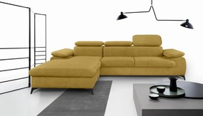 Rohová sedacia súprava Scala, kurkumovo žltá látka, ľavý roh