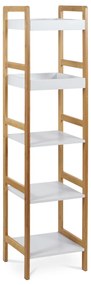 Autronic - Regál, 5 políc, masív bambus, prírodný odtieň, MDF, biely matný lak, nosnosť 15 kg - DR-013-5