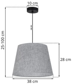 Závesné svietidlo Len, 1x šedé textilné tienidlo, (fi 38 cm), b