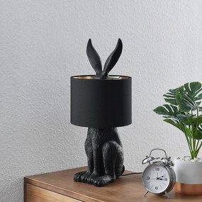 Lindby Lorentina látková stolná lampa zajac čierna