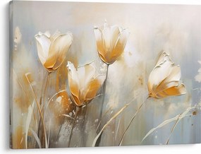 Obraz - Maľba tulipánov (70x50 cm)