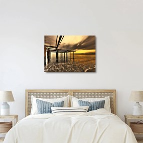 Sklenený obraz - Architektúra pri pobreží (70x50 cm)