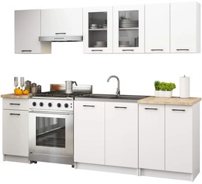 Kuchyňská linka Olivie 2,4 m prosklená dub sonoma/bílá