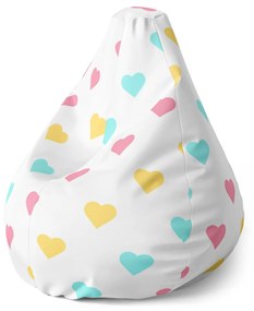 Sablio Sedací vak Pear Trojfarebné srdiečka - 70 x 95 x 15 cm