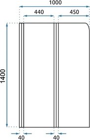 Rea Agat-2, vaňová zástena, 2-krídlová, 100 x 140 cm, chróm-transparentná, REA-W0300