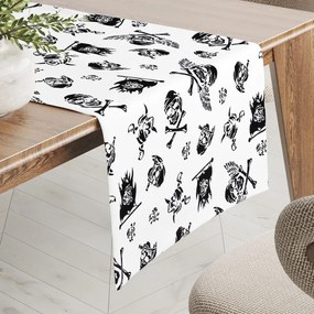 Biante Detský bavlnený behúň na stôl Sandra SA-105 Čierne pirátské lebky na bielom 35x120 cm