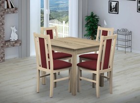 Nabytekmorava Jedálenský set Brooklyn pre 4 osoby, stôl 90x90 cm farba lamina: dub sonoma 325, čalúnenie vo farbe: SCALA bordó 59