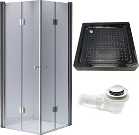 BPS-koupelny Štvorcový sprchový kút HYD-SK1290C 100x100 chróm/transparent + vanička HYD-SSV-SXL02C čierna