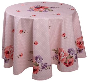 Ružový okrúhly obrus na stôl s ružami Dotty Rose - Ø 170 cm