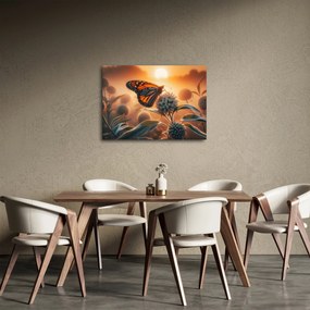 Obraz – Motýľ v zapadajúcom slnku (70x50 cm)