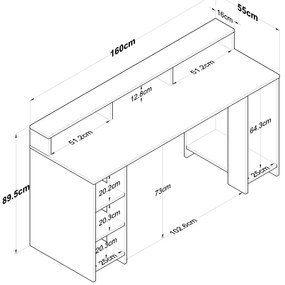 Psací stůl Kalipo 160 cm ořech/antracit