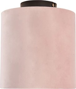 Stropné svietidlo s plyšovým tienidlom staroružové so zlatom 20 cm - Combi čierne