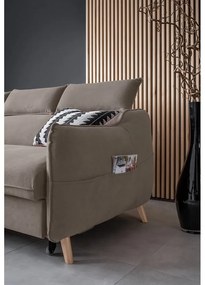 Svetlohnedá zamatová rozkladacia rohová pohovka (ľavý roh) Sweet Harmony – Miuform