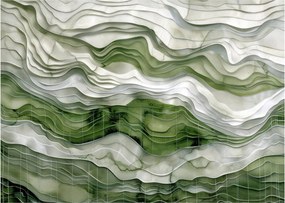 Obraz - Zelenobiele vlnky (70x50 cm)