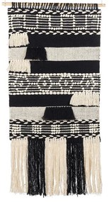 Bavlnená nástenná dekorácia so strapcami béžová a čierna MURIDKE Beliani