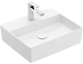 VILLEROY &amp; BOCH Memento 2.0 obdĺžnikové umývadlo na dosku s otvorom, bez prepadu, 500 x 420 mm, Stone White, s povrchom CeramicPlus, 4A0751RW