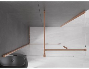 Mexen Velar, sprchový kút s posuvnými dverami 140(dvere) x 85(stena) cm, 8mm číre sklo, medená matná, 871-140-085-01-65