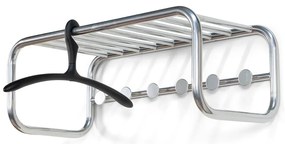 Kovový nástenný vešiak v striebornej farbe s poličkou Retro – Spinder Design