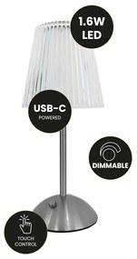 Stolná lampa Tacoma, 1x transparentné PVC tienidlo, ch