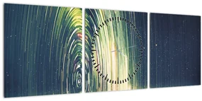 Obraz - Stred vesmíru (s hodinami) (90x30 cm)