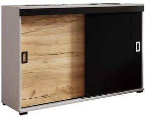 Komoda Retro 120 Biely/Craft/Čierna + Rukoväte Biely I Čierna