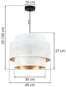Závesné svietidlo Asti, 1x biele PVC tienidlo, (fi 40cm), g, b