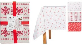 Vianočný obrus Red Snowflakes on White, 130 x 180 cm
