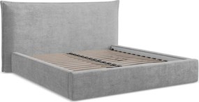 Svetlosivá čalúnená dvojlôžková posteľ s úložným priestorom s roštom 140x200 cm Esala – Makamii