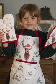 Kuchynská bavlnená chňapka Holly Christmas s jeleňom - 12 * 21 cm