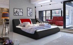 Manželská posteľ 140 cm Fabio (čierna + červená) (s roštom a úl. priestorom). Vlastná spoľahlivá doprava až k Vám domov. 1041650