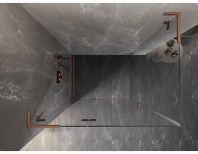 Mexen Lunar, L sklápací sprchový kút ľavý 95 x 90 cm, 8mm číre sklo, profil medená matná, 834L-095-090-65-00-L