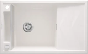 Deante Magnetic, granitový drez na dosku 820x500x219 mm Z/O, 3,5" + priestorovo úsporný sifón, 1-komorový, biela, ZRM_A113