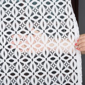 Biela žakárová záclona SISI s pruhovaným vzorom  - šité na mieru