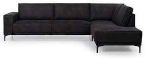 Antracitová rohová pohovka z imitácie kože (pravý roh) Copenhagen – Scandic