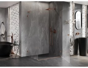 Mexen Lunar-B L výklopný sprchový kút pravý 90 x 70 cm, číre sklo, medená matná, 832L-090-070-65-00-P